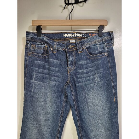 HANG TEN Juniors SZ 5 y2k Skinny Distressed Denim Jeans Low Rise - Picture 3 of 9